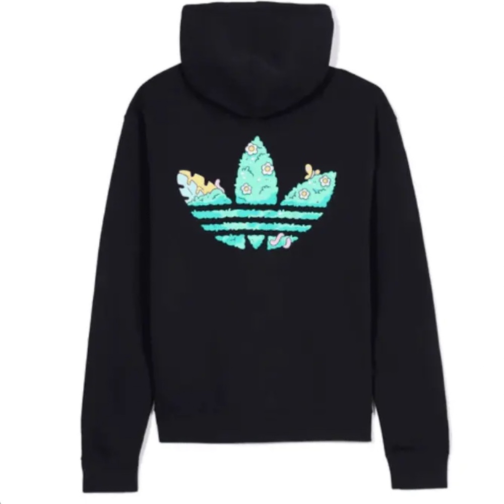 NWT Adidas X Doodles Collaboration “Touch Grass” Black Hoodie Size XL